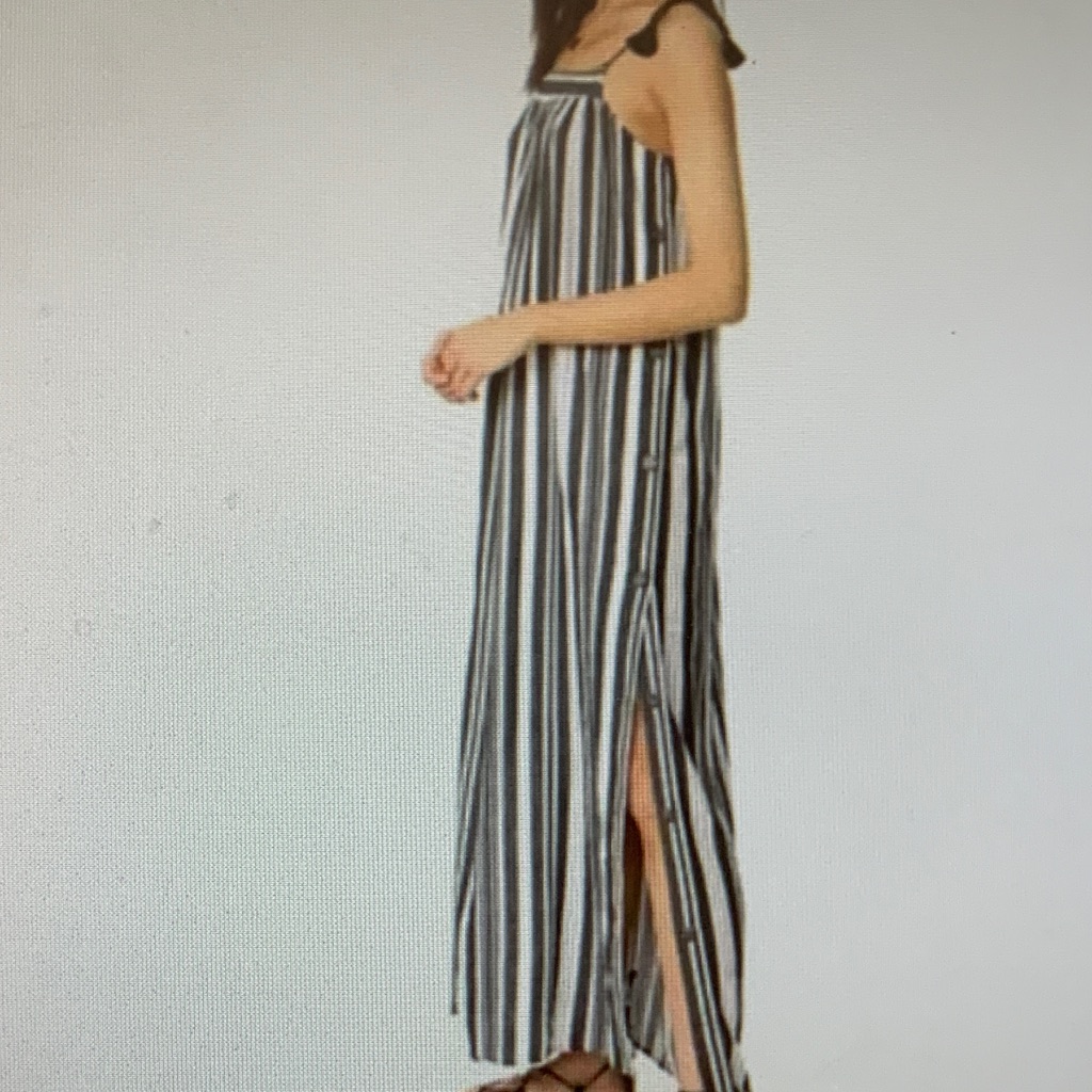 Madewell Black And White Striped Maxi Dress